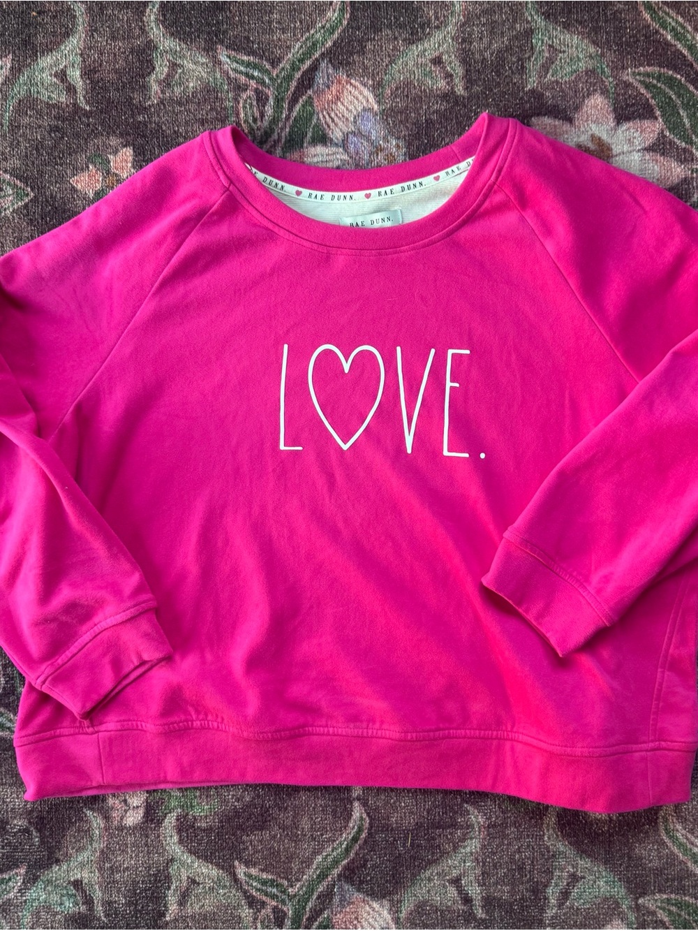 NWT Rae Dunn Hot Pink Cozy LOVE Crewneck Long- Sleeve Sweatshirt - 1X